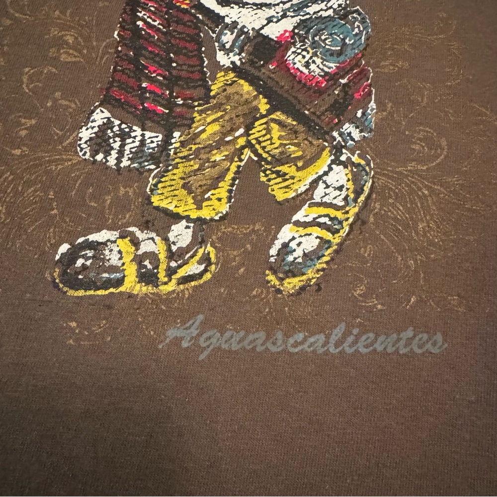 Aguascalientes Skeleton Mexico Folk Art Brown T-Shirt XL Vintage‎ Style - Picture 6 of 8